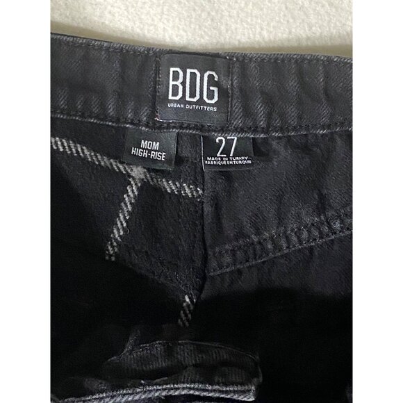 BDG Urban Outfitters Womens Mom High-Rise Jeans Waist 27 Black/Checkered Pattern - Picture 2 of 11